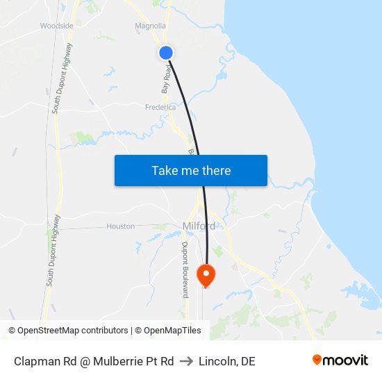 Clapman Rd @ Mulberrie Pt Rd to Lincoln, DE map