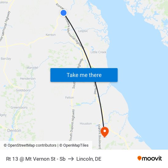 Rt 13 @ Mt Vernon St - Sb to Lincoln, DE map