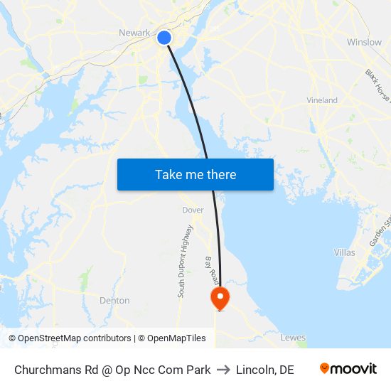 Churchmans Rd @ Op Ncc Com Park to Lincoln, DE map