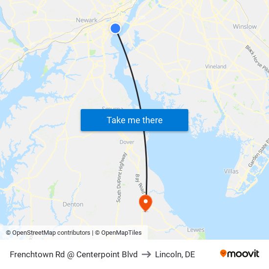 Frenchtown Rd @ Centerpoint Blvd to Lincoln, DE map
