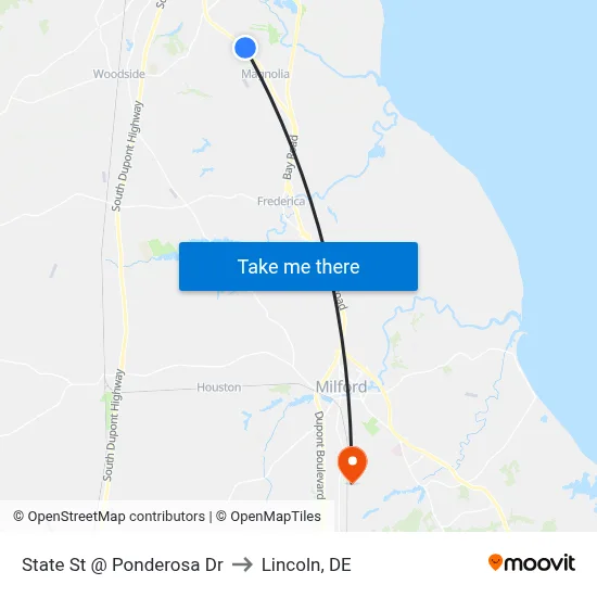 State St @ Ponderosa Dr to Lincoln, DE map
