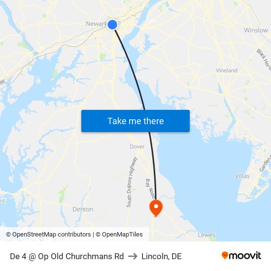De 4 @ Op Old Churchmans Rd to Lincoln, DE map