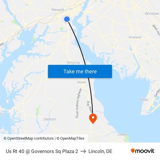 Us Rt 40 @ Governors Sq Plaza 2 to Lincoln, DE map