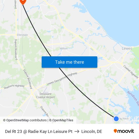 Del Rt 23 @ Radie Kay Ln Leisure Pt to Lincoln, DE map