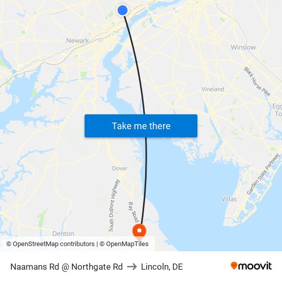 Naamans Rd @ Northgate Rd to Lincoln, DE map