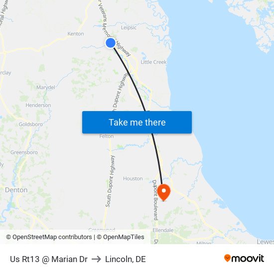Us Rt13 @ Marian Dr to Lincoln, DE map