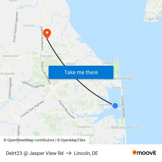 Delrt23 @ Jasper View Rd to Lincoln, DE map