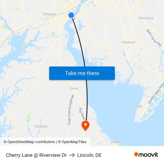 Cherry Lane @ Riverview Dr to Lincoln, DE map