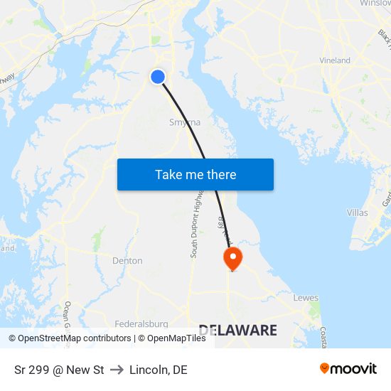 Sr 299 @ New St to Lincoln, DE map