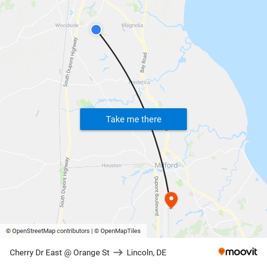 Cherry Dr East @ Orange St to Lincoln, DE map