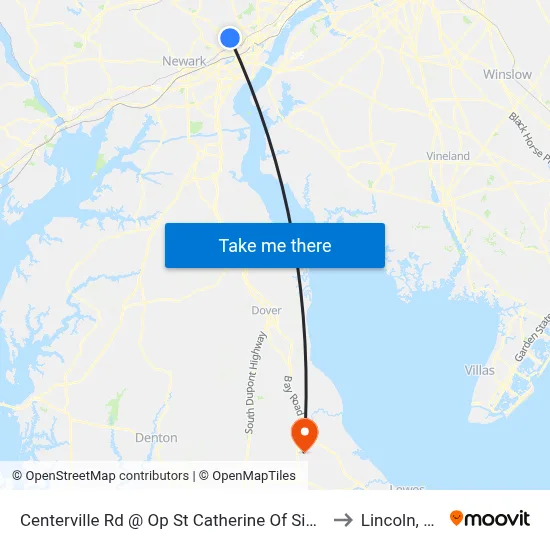 Centerville Rd @ Op St Catherine Of Siena to Lincoln, DE map