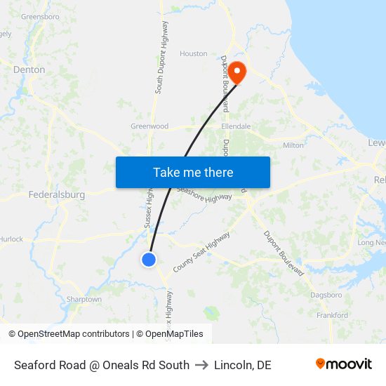 Seaford Road @ Oneals Rd South to Lincoln, DE map