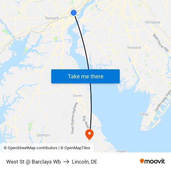 West St @ Barclays Wb to Lincoln, DE map