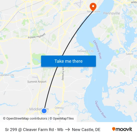 Sr 299 @ Cleaver Farm Rd - Wb to New Castle, DE map