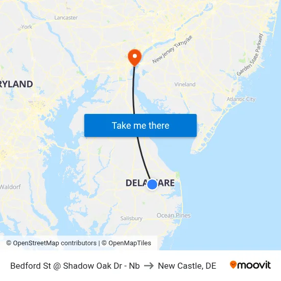 Bedford St @ Shadow Oak Dr - Nb to New Castle, DE map