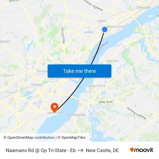 Naamans Rd @ Op Tri-State - Eb to New Castle, DE map