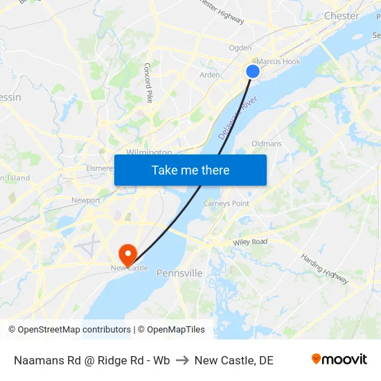 Naamans Rd @ Ridge Rd - Wb to New Castle, DE map