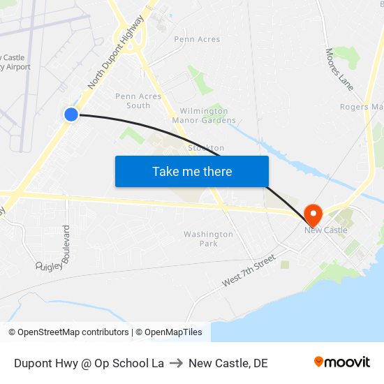 Dupont Hwy @ Op School La to New Castle, DE map