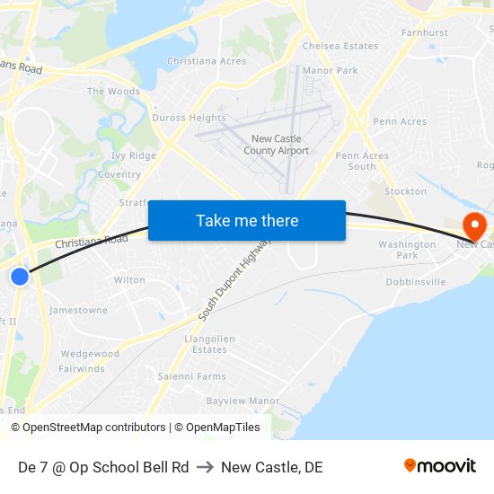De 7 @ Op School Bell Rd to New Castle, DE map