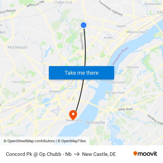 Concord Pk @ Op Chubb - Nb to New Castle, DE map