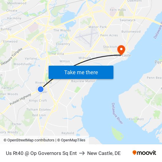 Us Rt40 @ Op Governors Sq Ent to New Castle, DE map