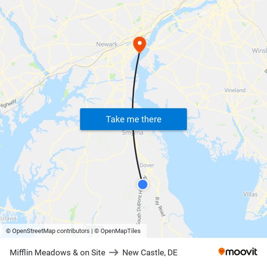 Mifflin Meadows & on Site to New Castle, DE map