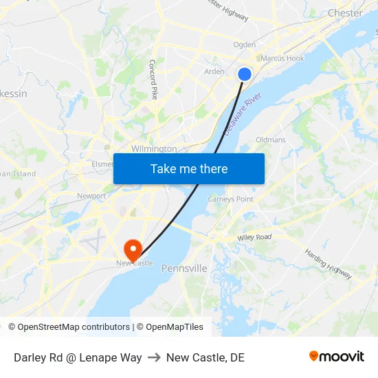 Darley Rd @ Lenape Way to New Castle, DE map