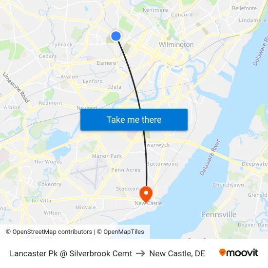 Lancaster Pk @ Silverbrook Cemt to New Castle, DE map