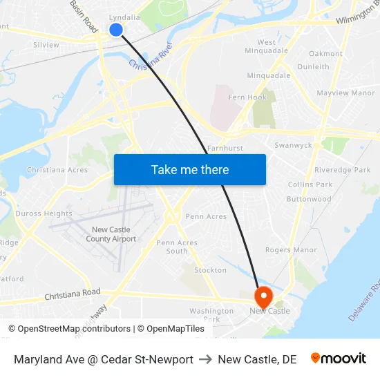 Maryland Ave @ Cedar St-Newport to New Castle, DE map