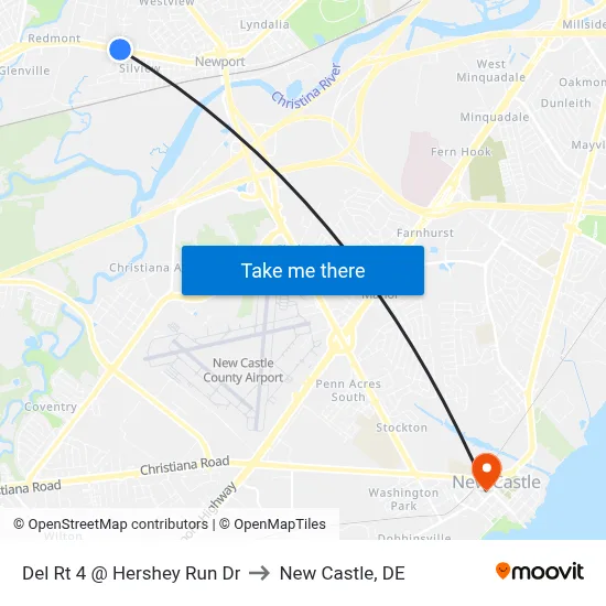 Del Rt 4 @ Hershey Run Dr to New Castle, DE map