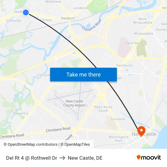 Del Rt 4 @ Rothwell Dr to New Castle, DE map