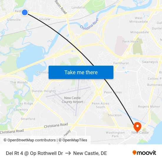 Del Rt 4 @ Op Rothwell Dr to New Castle, DE map