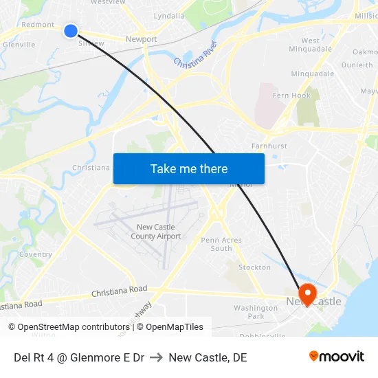 Del Rt 4 @ Glenmore E Dr to New Castle, DE map