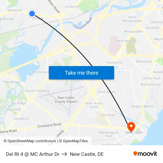 Del Rt 4 @ MC Arthur Dr to New Castle, DE map