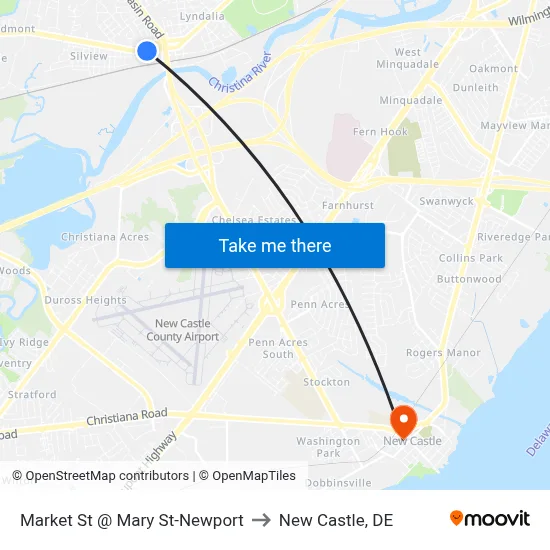 Market St @ Mary St-Newport to New Castle, DE map