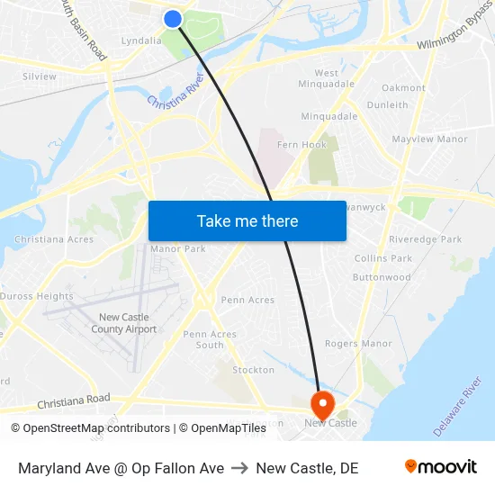Maryland Ave @ Op Fallon Ave to New Castle, DE map