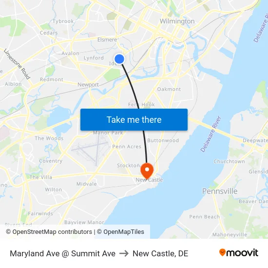 Maryland Ave @ Summit Ave to New Castle, DE map