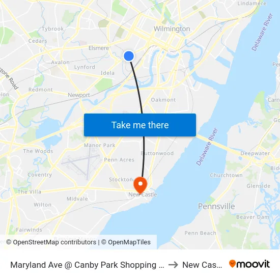 Maryland Ave @ Canby Park Shopping Center Entrance to New Castle, DE map