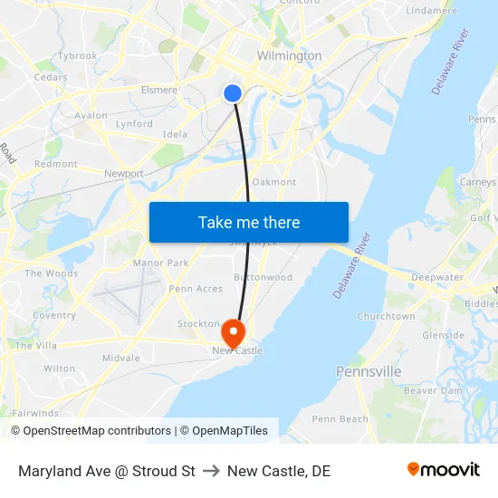 Maryland Ave @ Stroud St to New Castle, DE map