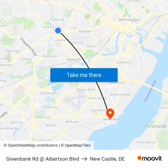 Greenbank Rd @ Albertson Blvd to New Castle, DE map