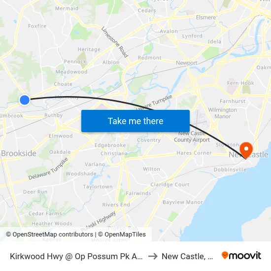 Kirkwood Hwy @ Op Possum Pk Apt to New Castle, DE map
