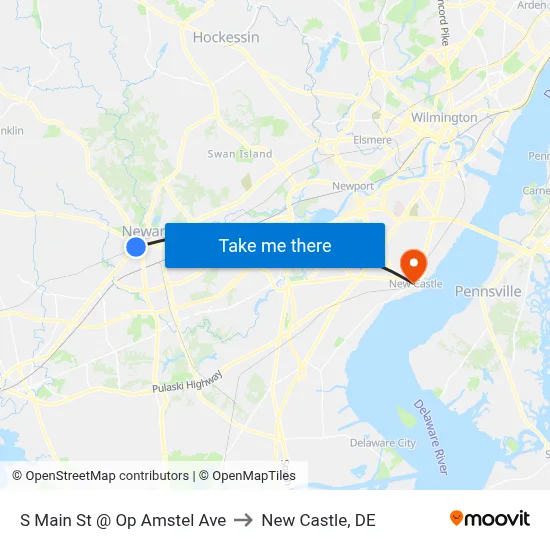 S Main St @ Op Amstel Ave to New Castle, DE map