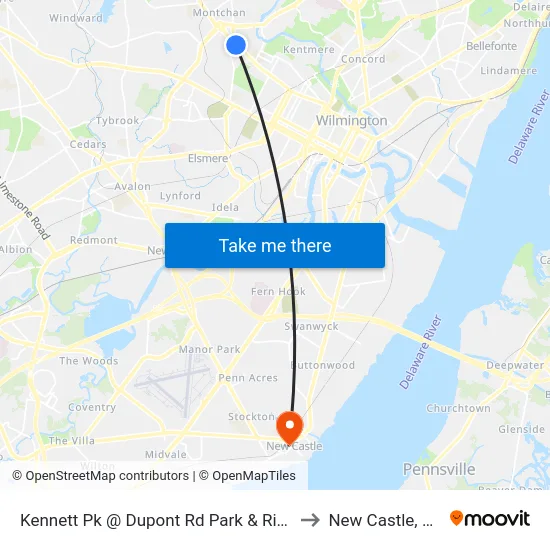 Kennett Pk @ Dupont Rd Park & Ride to New Castle, DE map