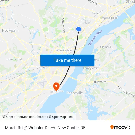 Marsh Rd @ Webster Dr to New Castle, DE map
