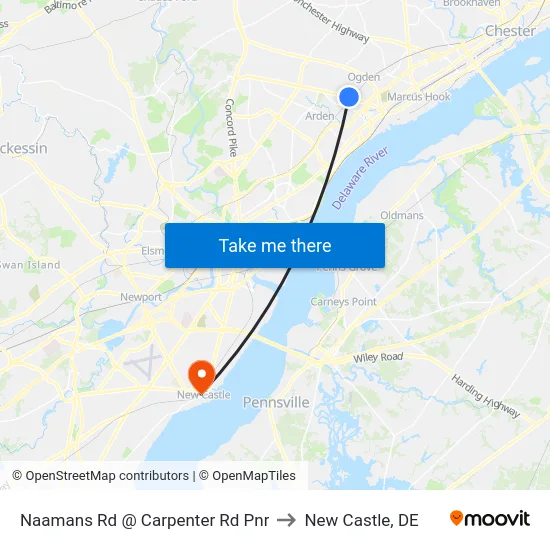 Naamans Rd @ Carpenter Rd Pnr to New Castle, DE map