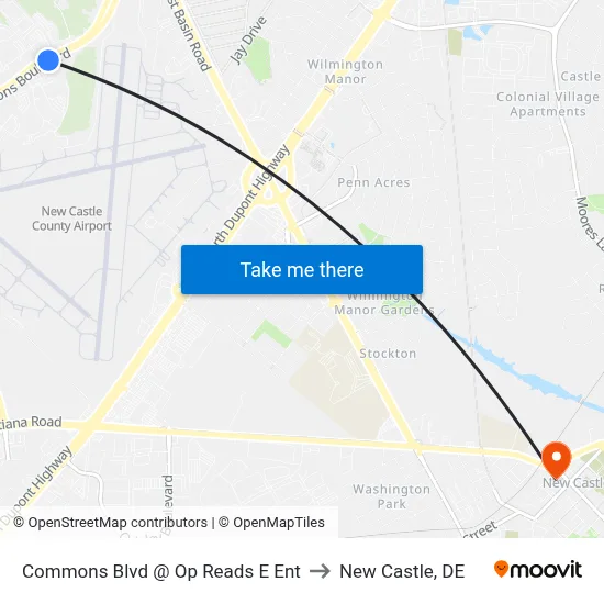 Commons Blvd @ Op Reads E Ent to New Castle, DE map