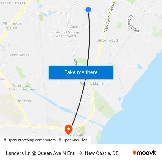 Landers Ln @ Queen Ave N Ent to New Castle, DE map