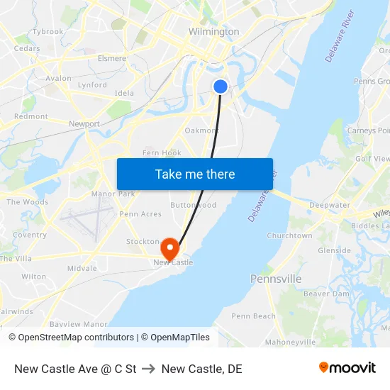 New Castle Ave @ C St to New Castle, DE map