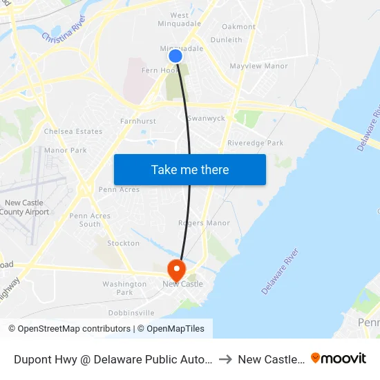 Dupont Hwy @ Delaware Public Auto Auction to New Castle, DE map