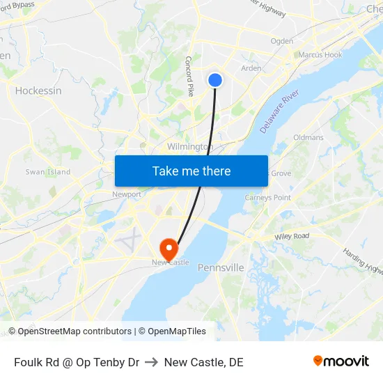 Foulk Rd @ Op Tenby Dr to New Castle, DE map